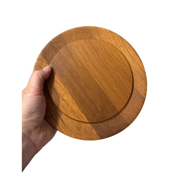 Vintage Luthje Teak & Acrylic Cheese Dome With Wood Base & Handle - Picture 8 of 8